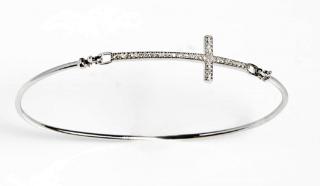 Appraisal: K White Gold Wire Bangle Bracelet one side with a