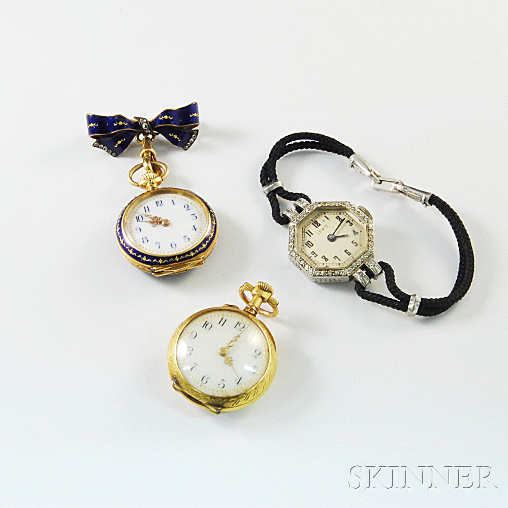 Appraisal: Three Lady's Watches two pocket watches an kt gold and