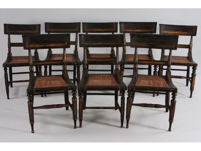 Appraisal: Set of Eight Sheraton Painted Chairs American mid- th c