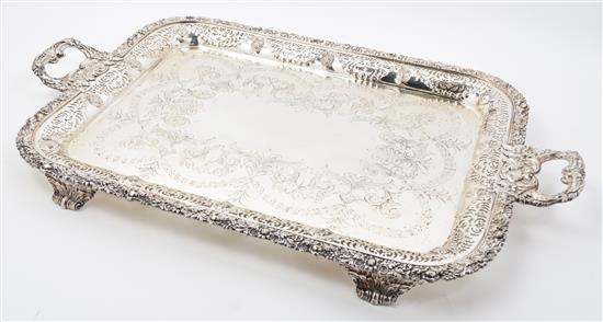 Appraisal: Sale Lot An English Silver-plate Handled Tray of rectangular form