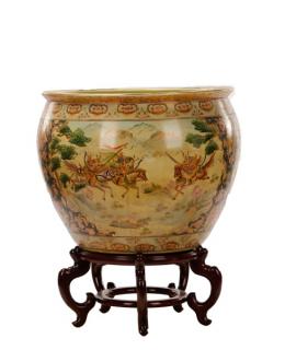 Appraisal: Palatial Satsuma Style Porcelain Fish Bowl Japanese th century A