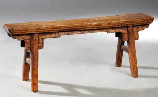 Appraisal: Chinese Provincial Ming Style Carved Pine Child's Bench th c