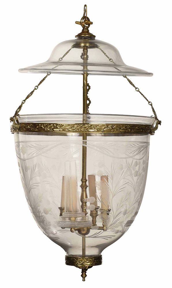 Appraisal: Fine Georgian Cut Glass Brass Mounted Hall Lantern British th