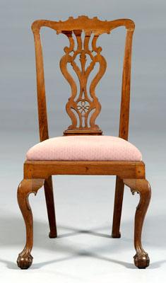 Appraisal: American Chippendale side chair carved mahogany with pierced splat upholstered