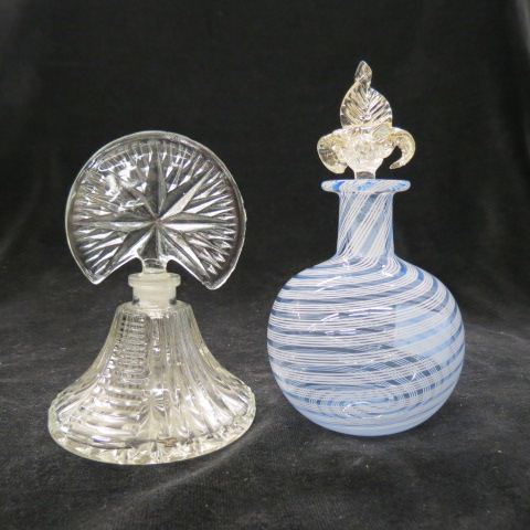 Appraisal: Perfume Bottles Venetian art glass with latticino and pressed glass