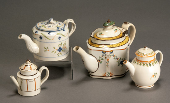 Appraisal: Four English Pearlware Teapots First Quarter th Century The first