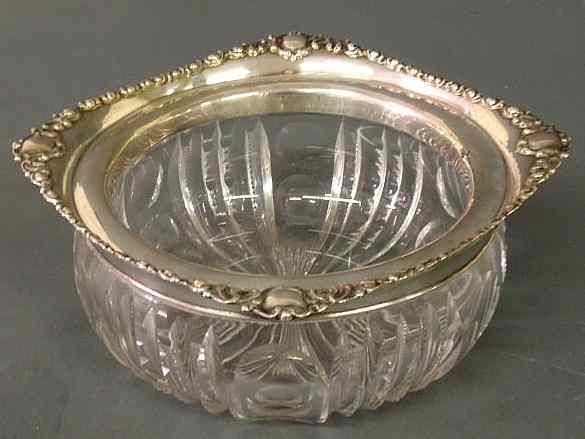 Appraisal: Cut crystal bowl with a sterling silver rim c h