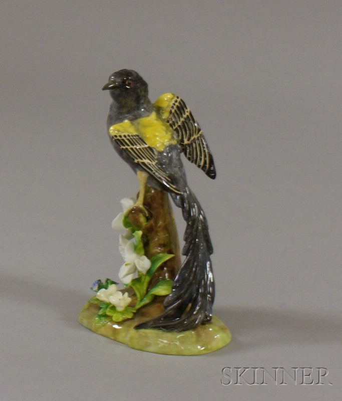 Appraisal: Crown Staffordshire Hand-painted Porcelain Widow Bird Figure J T Jones