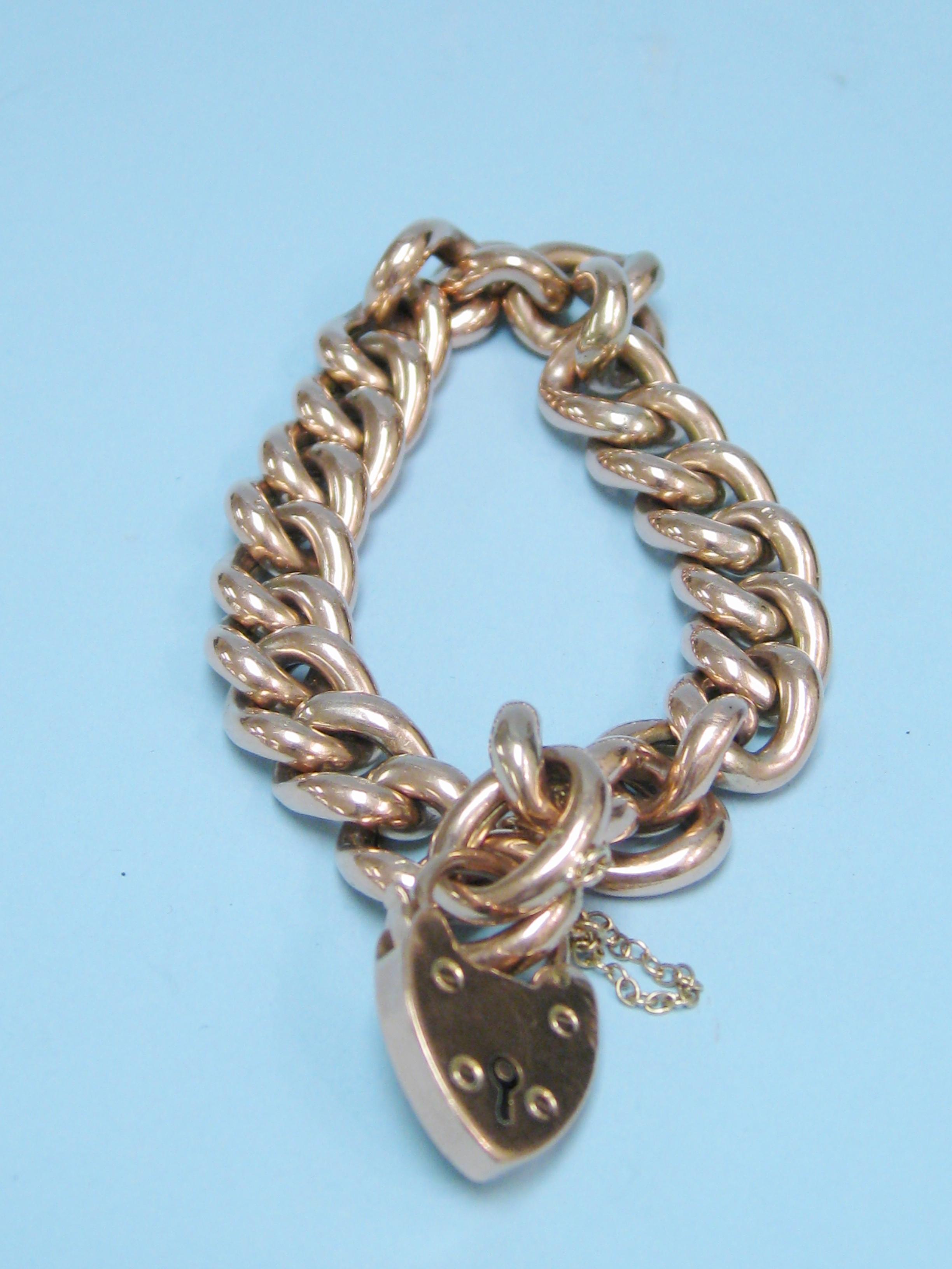 Appraisal: A ct gold large link Bracelet with padlock fastener gms