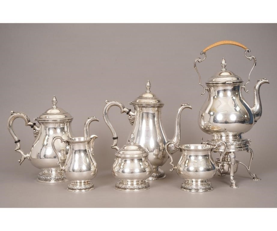 Appraisal: Six-piece International sterling silver tea service to include kettle-on-stand coffee