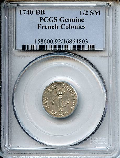 Appraisal: -BB French Colonies Sou Marque Genuine Cleaned PCGS Vlack R