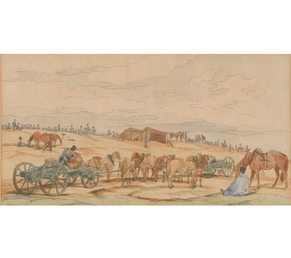 Appraisal: Watercolor depicting late th early th century European military horse