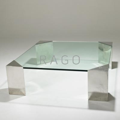 Appraisal: PACE Coffee table USA s Chrome and glass Unmarked x