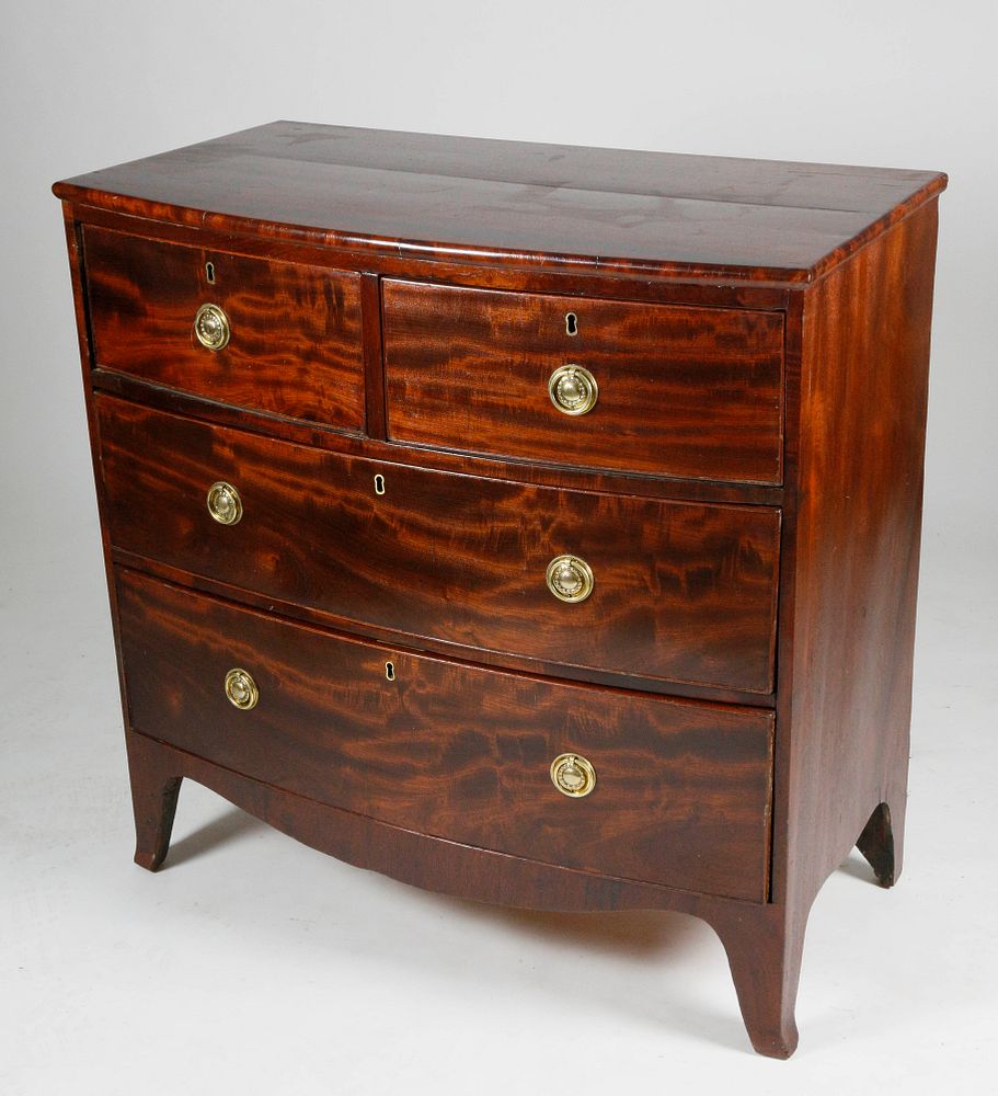 Appraisal: Hepplewhite Mahogany Bowfront Chest of Drawers Hepplewhite Mahogany Bowfront Chest