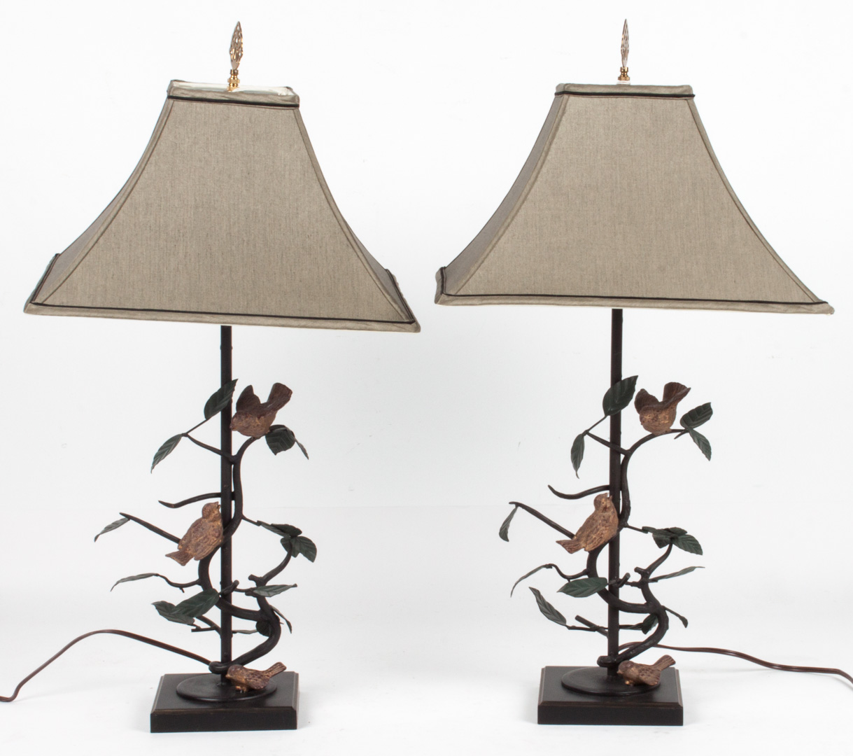 Appraisal: Pair of contemporary figural wrought metal lamps base modeled as