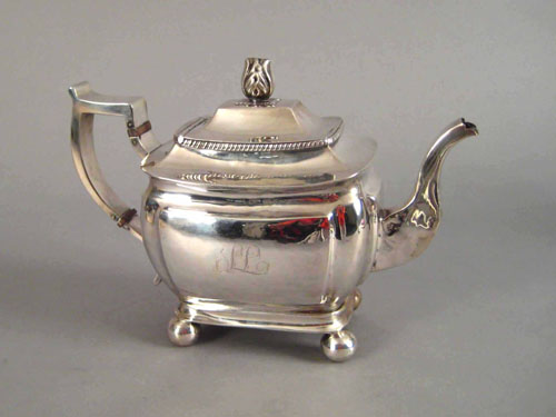 Appraisal: Philadelphia silver teapot ca bearing the touch of Harvey Lewis