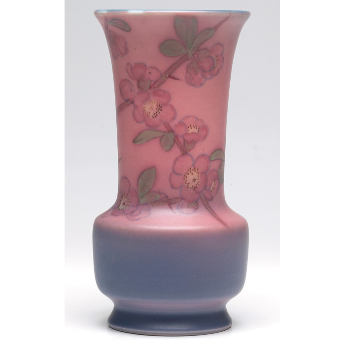 Appraisal: Rookwood vase matte glaze with colorfully painted cherry blossoms executed