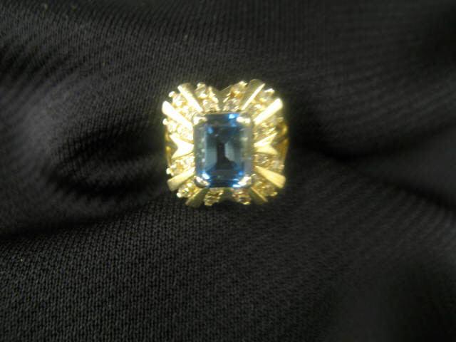 Appraisal: London Blue Topaz Diamond Ring rich carat emerald cut gem