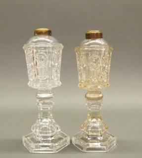 Appraisal: Pressed Star and Punty oil fluid lamps two Two mid