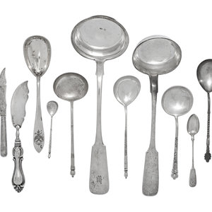 Appraisal: A Large Collection of Russian Silver Flatware Articles Various Makers