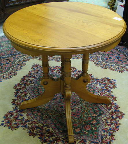 Appraisal: VICTORIAN ROUND-TOP LAMP TABLE American late th century of golden