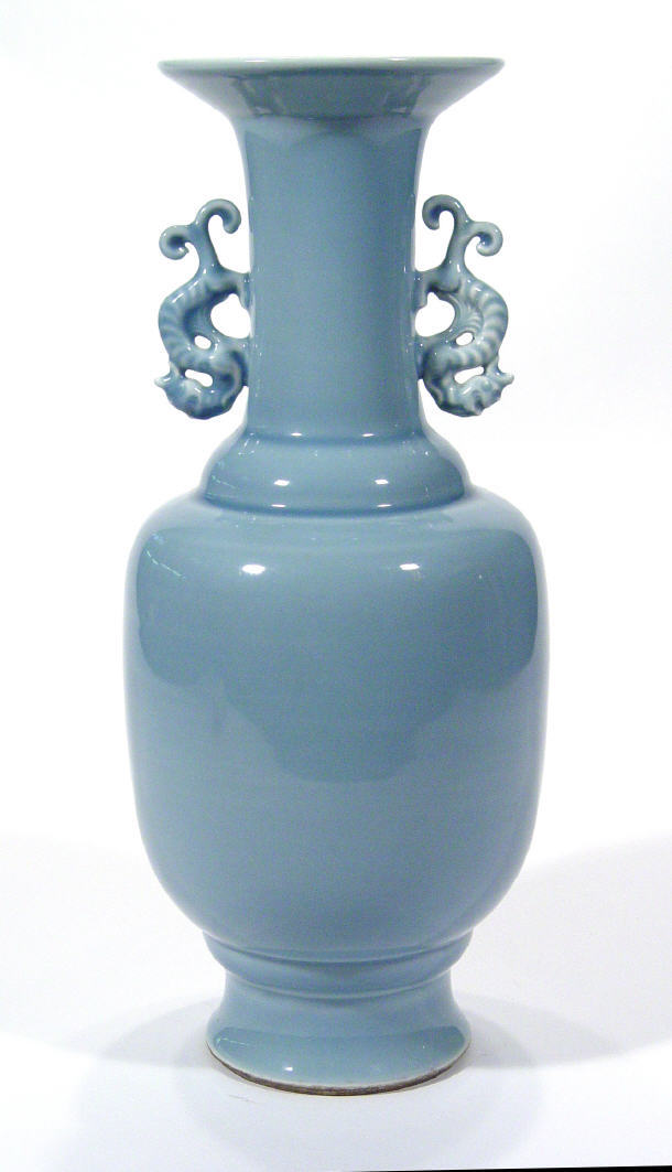 Appraisal: Large Oriental porcelain vase decorated with a blue monochrome glaze