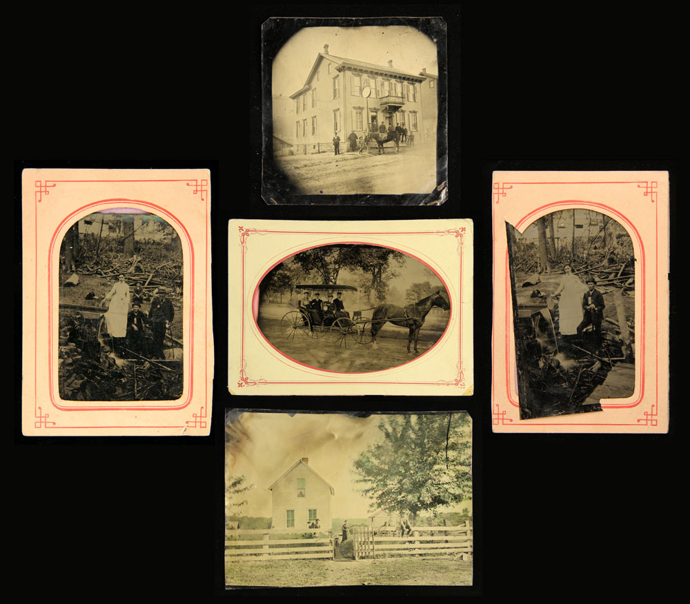 Appraisal: - Large Tintypes Lot of five large tintypes exterior scenes