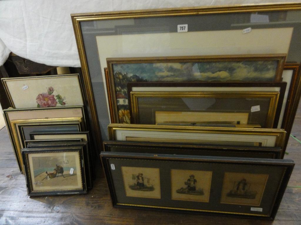 Appraisal: A quantity of pictures prints and engravings including a large