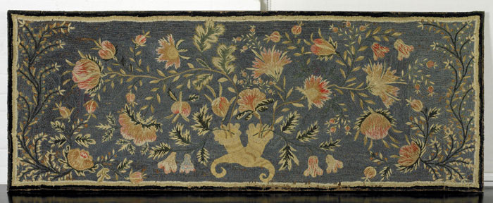 Appraisal: FINE AND RARE EMBROIDERED AND YARN-SEWN HEARTH RUG WITH DOUBLE