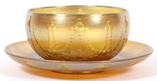 Appraisal: L C TIFFANY GOLD FAVRILE GLASS FINGER BOWL STAND L