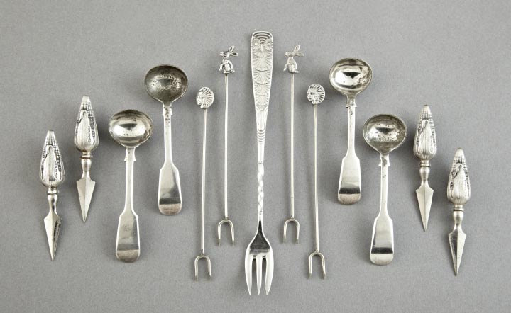 Appraisal: Thirty-Two-Piece Collection of Sterling and Plated Silver comprised of a