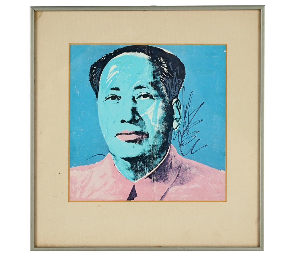 Appraisal: ANDY WARHOL - MAO INVITATION color offset lithograph signed in