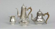 Appraisal: English Sterling Tea Service London ca Four piece set pots