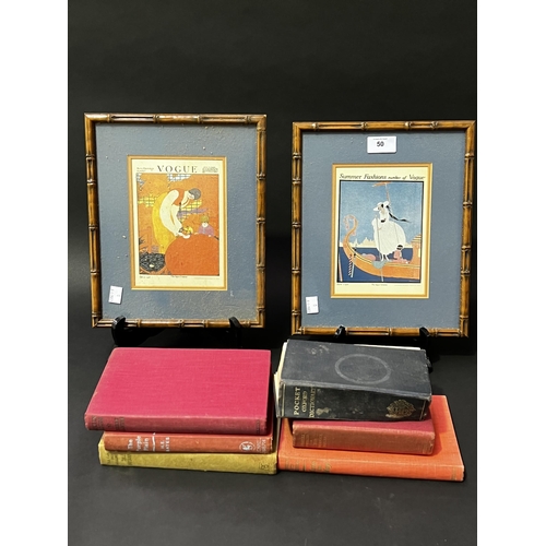 Appraisal: Vintage books and two framed Vogue framed prints prints cm