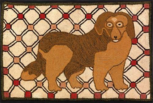 Appraisal: American hooked rug of a dog early th c x