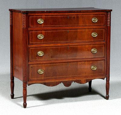 Appraisal: Federal mahogany Sheraton chest figured mahogany veneers with pine secondary