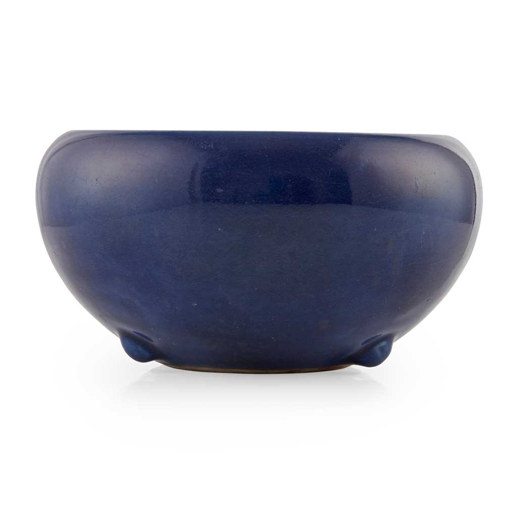 Appraisal: BLUE-GLAZED TRIPOD CENSER QING DYNASTY TH- TH CENTURY with rounded