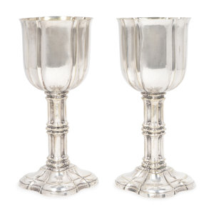 Appraisal: A Pair of Silver Goblets Unmarked Height x diameter inches