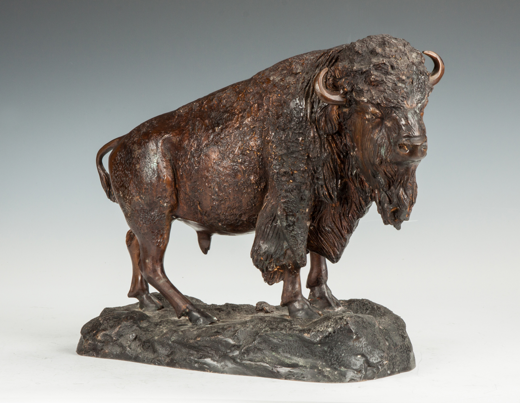 Appraisal: Bronze Buffalo Sculpture th cent Sgn illeg