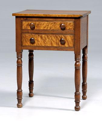 Appraisal: American Federal two-drawer table cherry with bird s-eye maple drawer