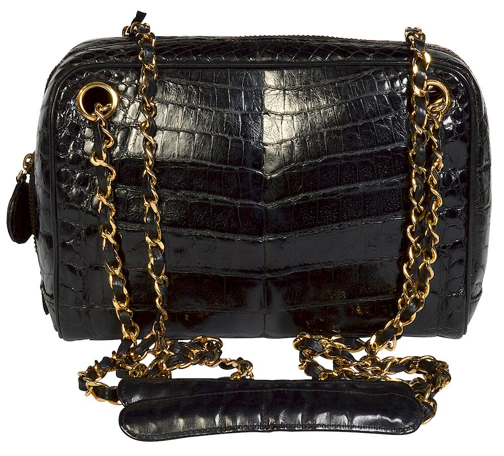 Appraisal: Vintage Crocodile Skin CHANEL Shoulder Bag Vintage Chanel shoulder bag