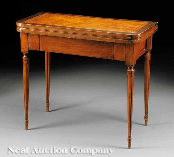 Appraisal: An Antique Louis XVI-Style Fruitwood Table de Jeu the bookmatched