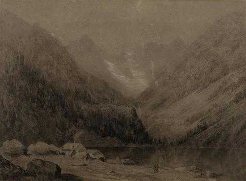 Appraisal: CALAME ALEXANDRE Vevey - Menton Mountain lake Black and white