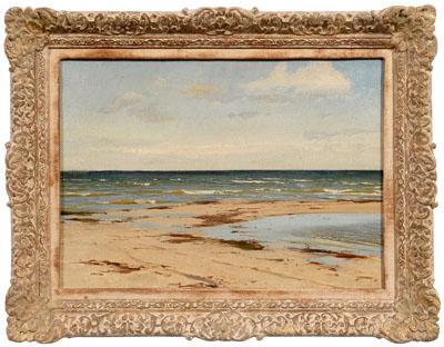 Appraisal: Seascape signed E Duecker sandy beach and cloudy sky signed