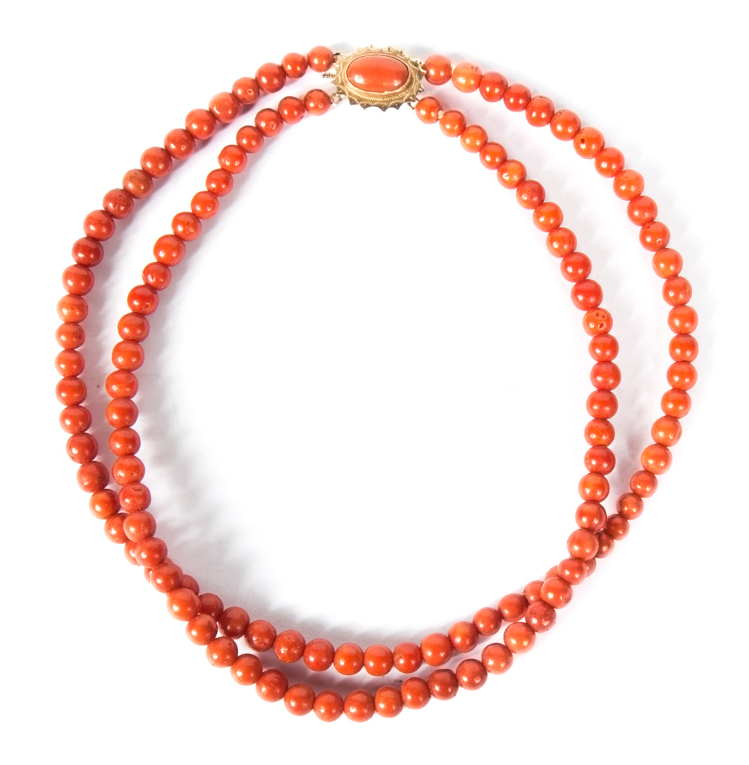 Appraisal: A Coral Choker by Rozendaal K c coral beads and