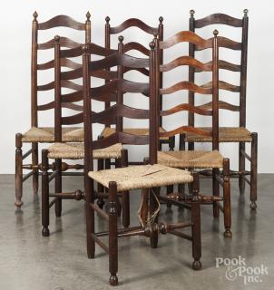 Appraisal: Assembled set of nine Delaware Valley ladderback chairs th th