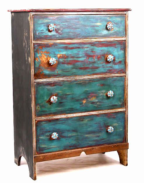 Appraisal: Polychrome Hand Painted Dresser Featured in this lot we have