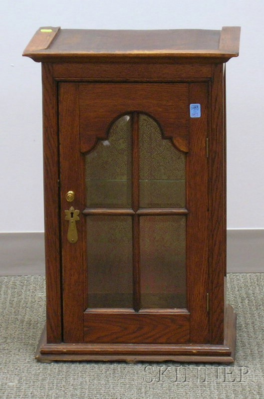 Appraisal: Small Queen Anne Style Glazed Oak Cabinet ht wd in