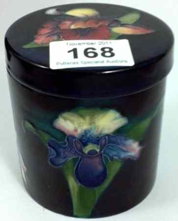 Appraisal: Moorcroft Round Box and Cover decorated with Orchids height cm