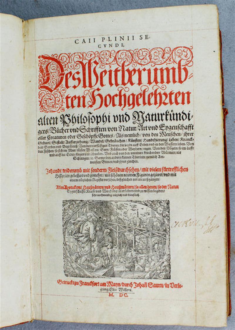 Appraisal: Plinius published in Frankfurt by Johann Saurn Des Weitber mbten